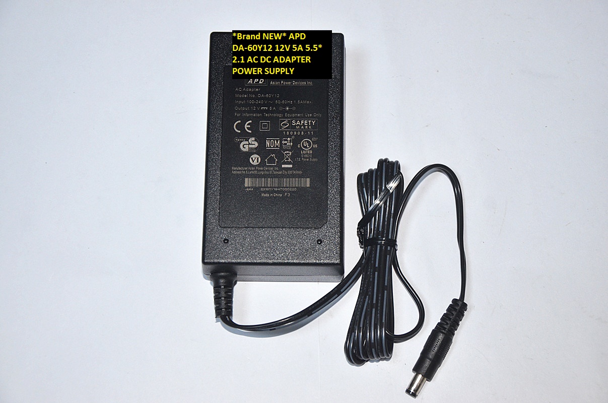 *Brand NEW* DA-60Y12 APD 12V 5A 5.5*2.1 AC DC ADAPTER POWER SUPPLY